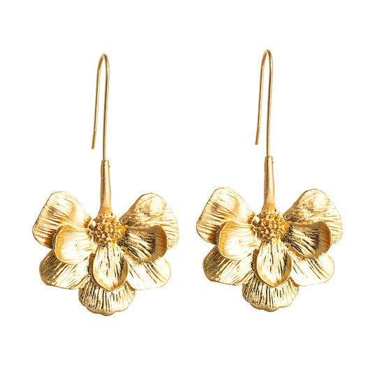 Exaggerated New Fashion Long Flower Earhook Earrings and Simple Gold Style Earrings and Earrings for Women