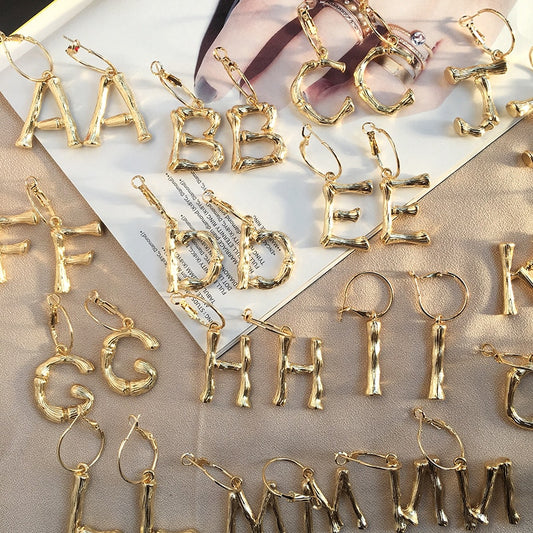 Artilady k letters earrings for women A~Z gold hoop earrings for girls Alphabet letter earrings gold jewelry new year gift